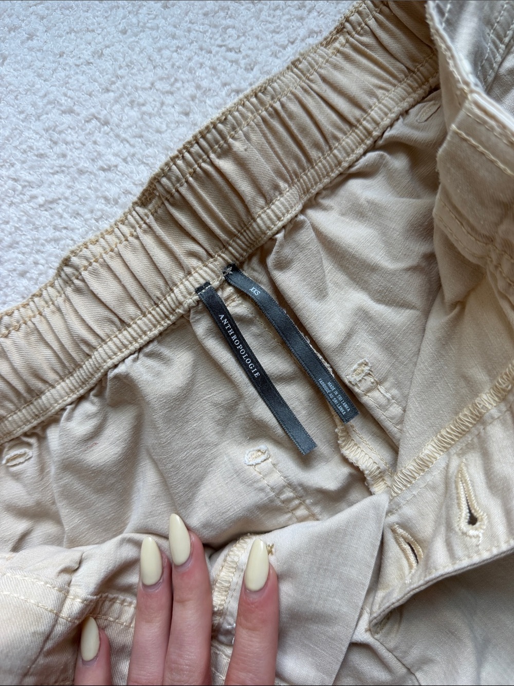 Anthropologie Cream Button-Front Denim Shorts - Picture 2 of 2